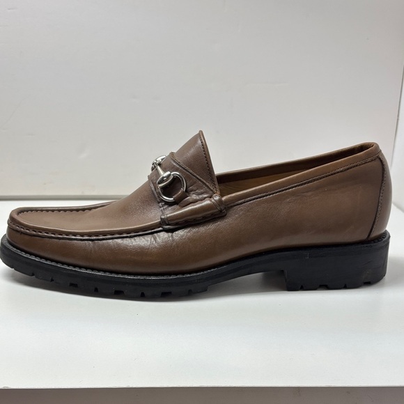 Gucci Tan Leather Loafers with Silver Detailing - Picture 10 of 15
